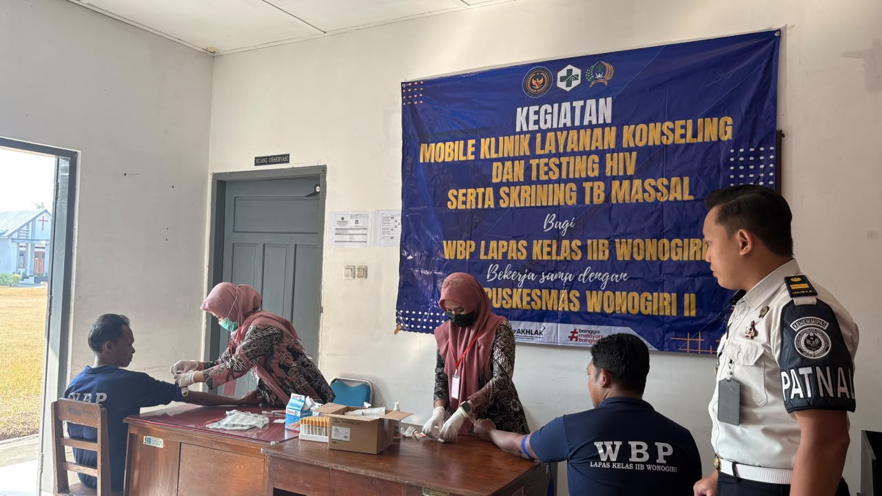 Lapas Wonogiri dan Puskesmas Wonogiri II Gelar Mobile Klinik VCT dan Skrining TB bagi WBP